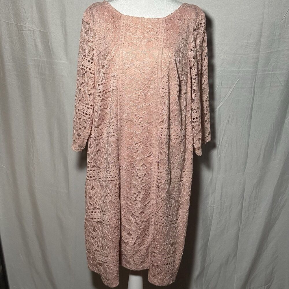 Jessica Howard 16W Blush Pink Lace Dress Plus Size Wedding Guest Party Career